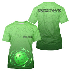 Maxcorners Green Pickleball T-Shirt For Men Custom 3D Lightning Ball For Pickleball Fans LM0803