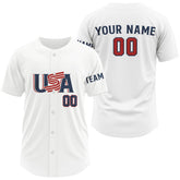 Maxcorners Custom Blue Red USA Flag Patriotic Baseball Shirt White Baseball Jerseys For Men LM0910