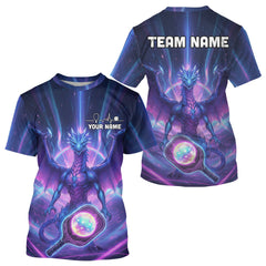Maxcorners Custom Holographic Dragon Men Pickleball Jerseys Rainbow Pickleball Paddle League Shirts LM0412
