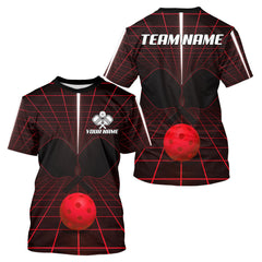 Maxcorners Custom Black And Red Pickleball Ball T-Shirt For Men Outfits Pickleball Jerseys LM1411