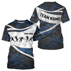 Maxcorners Custom Blue Digital Camo Pickleball League Jerseys For Men Pickleball Paddle Shirts LM1112