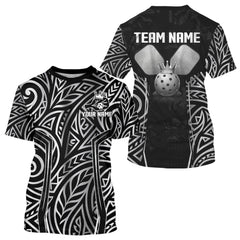 Maxcorners Custom Silver Tribal Pickleball Jerseys Men Silver Crown Pickleball Paddle Ball 3D Shirts