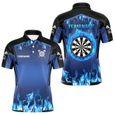 Maxcorners Blue Flaming Dartboard Men's Flaming Darts Shirt - Custom Name For Darts Jersey MT1706