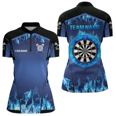 Maxcorners Blue Flaming Dartboard Men's Flaming Darts Shirt - Custom Name For Darts Jersey MT1706