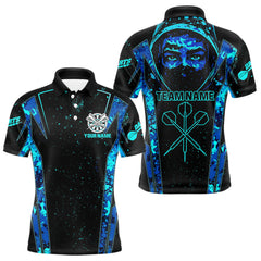 Maxcorners Blue And Black Strike Ninja Men's Funny Darts Team Shirt - Custom Name For Players LM2206