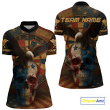 Maxcorners Custom Eagle Retro Patriotic Dart Polo Shirt For Men Outfit US Flag Grunge Dart Jerseys MT1309