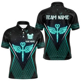 Maxcorners Neon Turquoise Wings Dart Arrow Men's Darts Shirt - Custom Name For Players MT2306