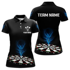 Maxcorners Men’s Darts Shirt, Colorful Dartboard With Navy Thunder Lightning Dart Arrow