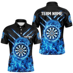 Maxcorners Custom Lightning Dragon Blue Flames Dartboard Dart Men Polo Jerseys Dart Team Shirt MT1810
