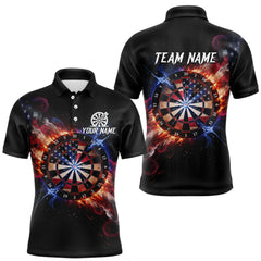Maxcorners Custom Colorful US Flag Smoke Dartboard Men Darts Polo Shirt Patriotic Dart Gifts LM2011