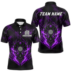 Maxcorners Purple Skull Lightning Thunder Grunge Dartboard Custom Men Polo Darts Shirt Dart Gifts LM2011