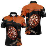 Maxcorners Personalized Orange Dartboard Arrow Polo & 1/4 Shirts For Men, Dart Team Jerseys
