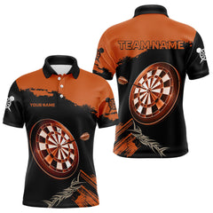 Maxcorners Personalized Orange Dartboard Arrow Polo & 1/4 Shirts For Men, Dart Team Jerseys