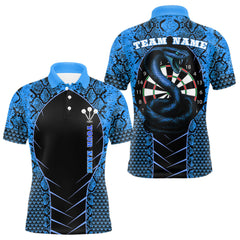 Maxcorners Custom Black And Blue Snake Pattern Cobra Dart Men Polo Shirt, Dart Jerseys LM0210
