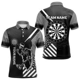 Maxcorners Skeleton Running Black Pattern Dartboards Dart Shirts For Men, Dart Jerseys