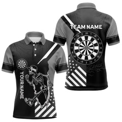 Maxcorners Skeleton Running Black Pattern Dartboards Dart Shirts For Men, Dart Jerseys