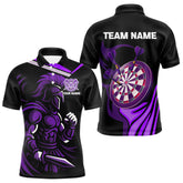 Maxcorners Purple & Black Dartboard Funny Darts Shirt For Men - Customizable Name & Team LM0706
