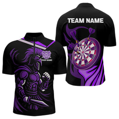 Maxcorners Purple & Black Dartboard Funny Darts Shirt For Men - Customizable Name & Team LM0706