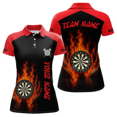Maxcorners Men's Flaming Darts Shirt - Custom Name & Team Fire Dartboard Shirt For Players LM0706