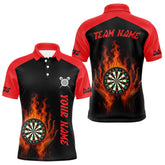 Maxcorners Men's Flaming Darts Shirt - Custom Name & Team Fire Dartboard Shirt For Players LM0706