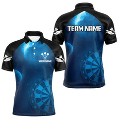 Maxcorners Galaxy-Themed Darts In Space Men's Darts Shirt - Custom Name For Dart Players MT1006