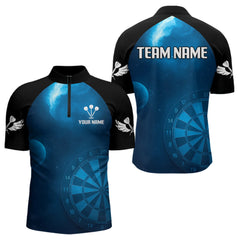Maxcorners Galaxy-Themed Darts In Space Men's Darts Shirt - Custom Name For Dart Players MT1006