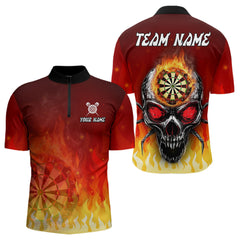 Maxcorners Spider Skull Flame Dartboard Custom Flame Dart Shirt For Men, Dart Jerseys