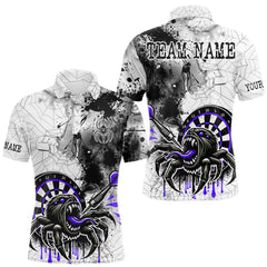 Maxcorners Personalized Dripping Black And Purple Spider Dart Polo Shirts For Men, Custom Dart Jerseys TU0212