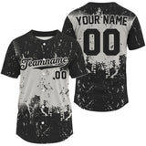 Maxcorners Custom Black White Grunge Baseball Ball Shirt For Men Baseball Team Jerseys LM0910