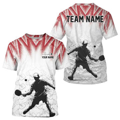 Maxcorners Custom White And Red Grunge Pickleball Paddle League Jerseys Men Pickleball Team Shirts