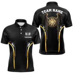 Maxcorners Personalized Gold Wings Dartboard Halftone Darts Polo Shirt For Men Dart League Jerseys LM1112