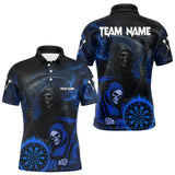 Maxcorners Custom Blue Smokes Flame Dartboard Grim Reaper Dart Men Polo Jerseys Dart Team Shirt TU1410
