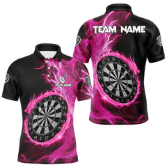Maxcorners Custom Black-Pink Dragon Lightning Dartboard Dart Men Polo Jerseys Dart Team Shirt LM1610