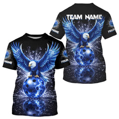Maxcorners Broken Glass Blue Eagle Lightning Pickleball 3D Ball Jerseys Custom Men Pickleball Shirts