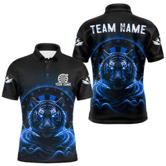 Maxcorners Black And Blue Smokes Tiger Dartboard Custom Mens Polo Dart Shirt Funny Dart Jerseys TU2810