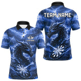 Maxcorners Lightning Dragon Blue Dartboard Custom Dart Men Polo Shirt Outfits Dart Jerseys TU2810