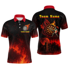 Maxcorners Medieval Power Darts Team Shirt For Men - Flaming Dartboard & Castle | Custom Name TU1906