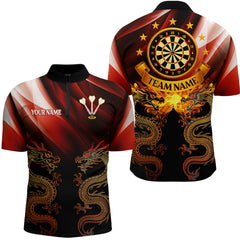Maxcorners Flame Dragons With Golden Darts Men's Darts Team Shirt - Custom Name For Players LM2206