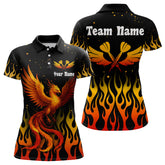 Maxcorners Men’s Darts Team Shirt - Rust Phoenix And Flame Pattern | Custom Name Option