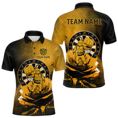 Maxcorners Custom Rose & Bee Grunge Dartboard Grunge Darts Polo Shirts For Men Funny Dart Jerseys TU1512