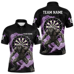 Maxcorners Purple Smokes Horror Wolf Grunge Dartboard Custom Darts Polo Shirt For Men Dart Gifts TU1911