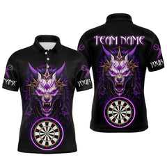 Maxcorners Purple Vicious Wolf Ruler Dartboard Darts Shirt For Men - Custom Name & Team Jersey TU2606