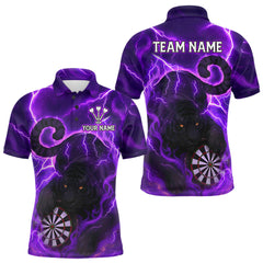 Maxcorners Custom Smoke Tiger Lightning Purple Dartboard Dart Men Polo Jerseys Funny Dart Shirts LM2110