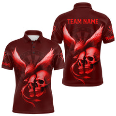 Maxcorners Darts Shirt For Men Personalized Eagle Skull Dartboard Dart Team Jerseys | Red TU1908