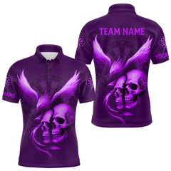 Maxcorners Darts Shirt For Men Personalized Eagle Skull Dartboard Dart Team Jerseys | Purple TU1908