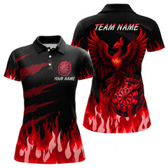 Maxcorners Men's Custom Darts Team Shirt With Maroon Phoenix Dartboard And Flame Pattern LM1625