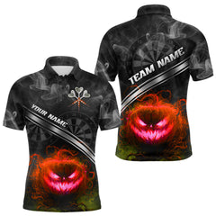 Maxcorners Halloween Men Darts Shirt Personalized Red Pumpkin Dartboard, Halloween Dart Jerseys MT2108
