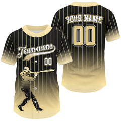Maxcorners Yellow Pinstripe Jersey For Men Custom Baseball Shirt With Name Number | Classic Style LM2608