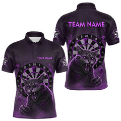 Maxcorners Funny Cat Purple Dripping Dartboard Custom Men's Polo Darts Shirt Outfits Darts Jersey LM3010