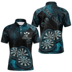 Maxxcorners Triple Dartboards Grunge Darts Shirt For Men Custom Name For Players | Opt1 - Turquoise MT0307